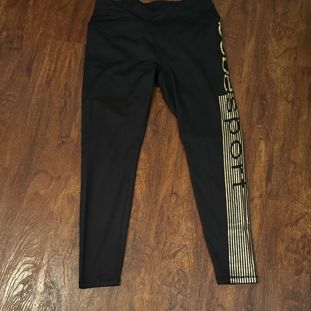 Bebe Black Leggings with Gold Accents, LN, Sz M